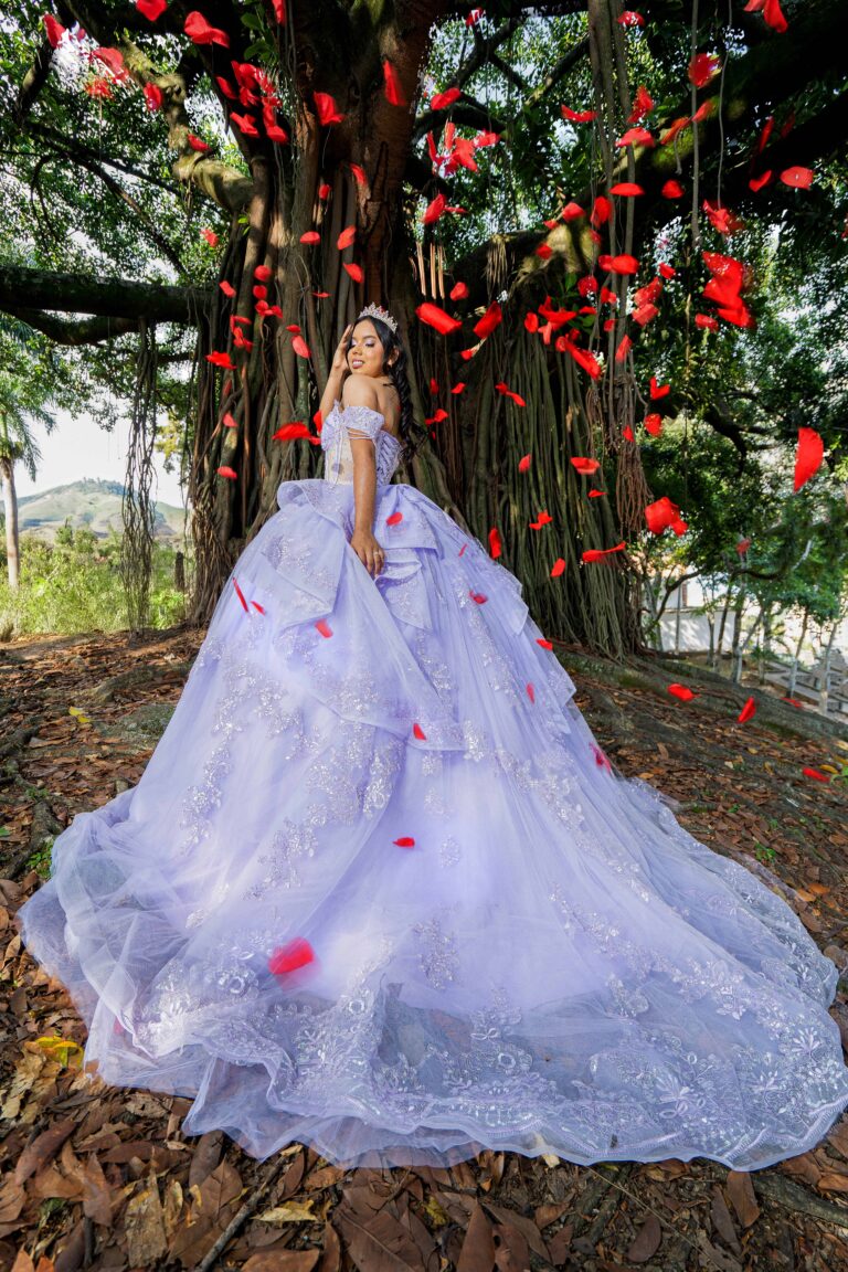 Vestido 15 años Lila Moño Opcional Capa